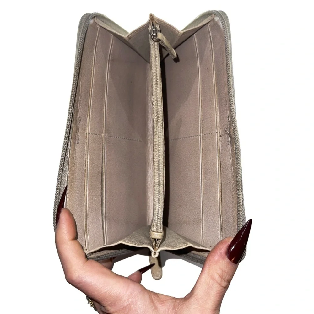 Chanel Long Zip Around Zippy Wallet CC Jacket Motif Leather Champagne Gold RARE - Picture 9 of 17